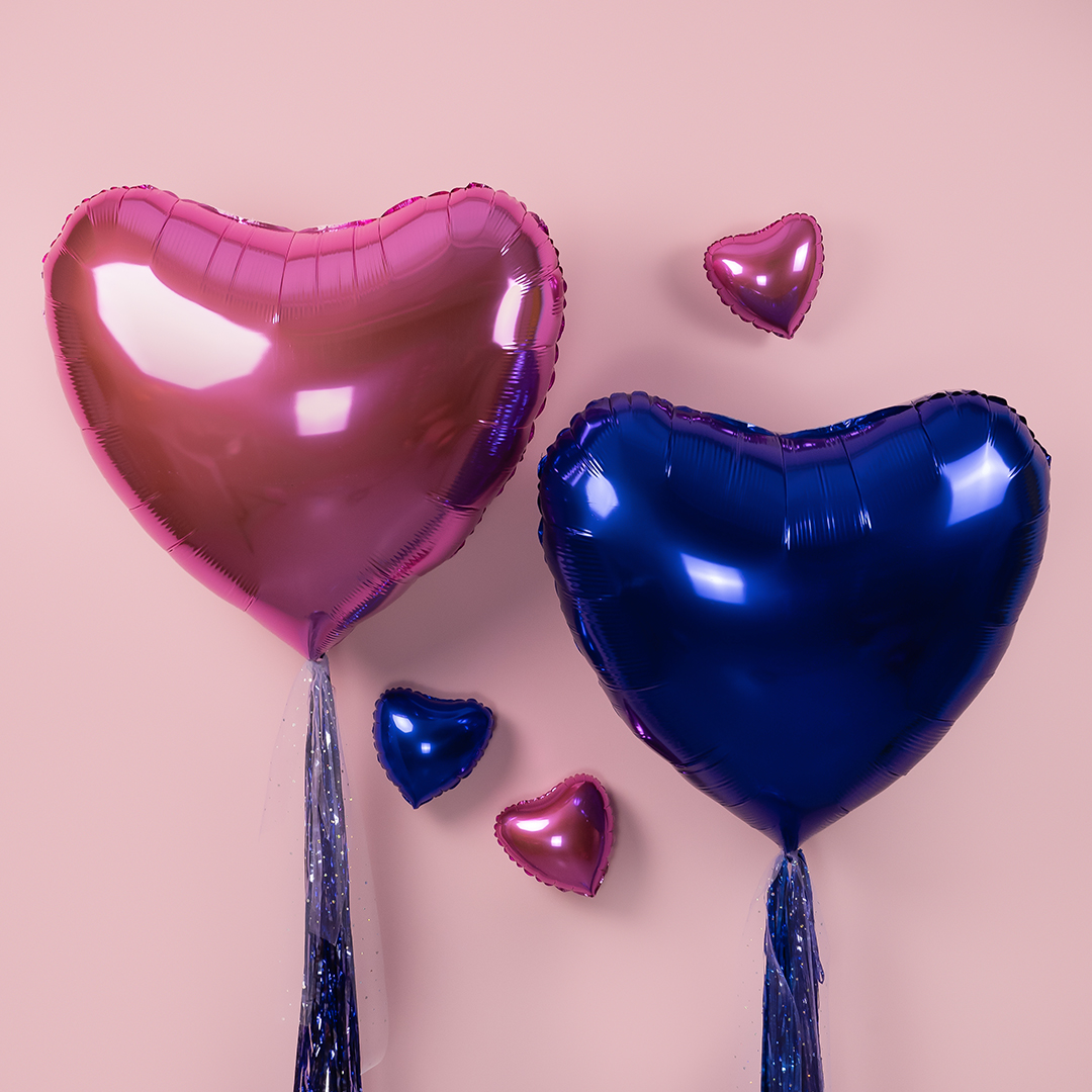 Шар (9''/23 см) Мини-сердце, Фуксия, 1 шт.