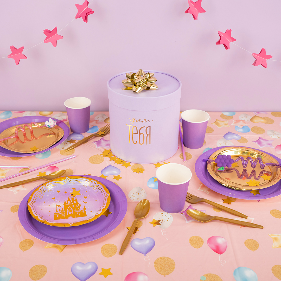 Скатерть одноразовая, Праздничные шарики, Розовый, 120*180 см, 1 шт.