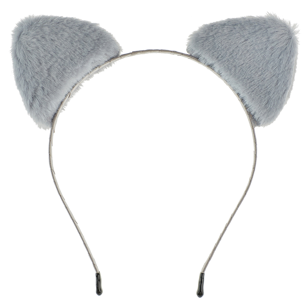 Ободок, Пушистые ушки - фурри, Серый, 1 шт. 
