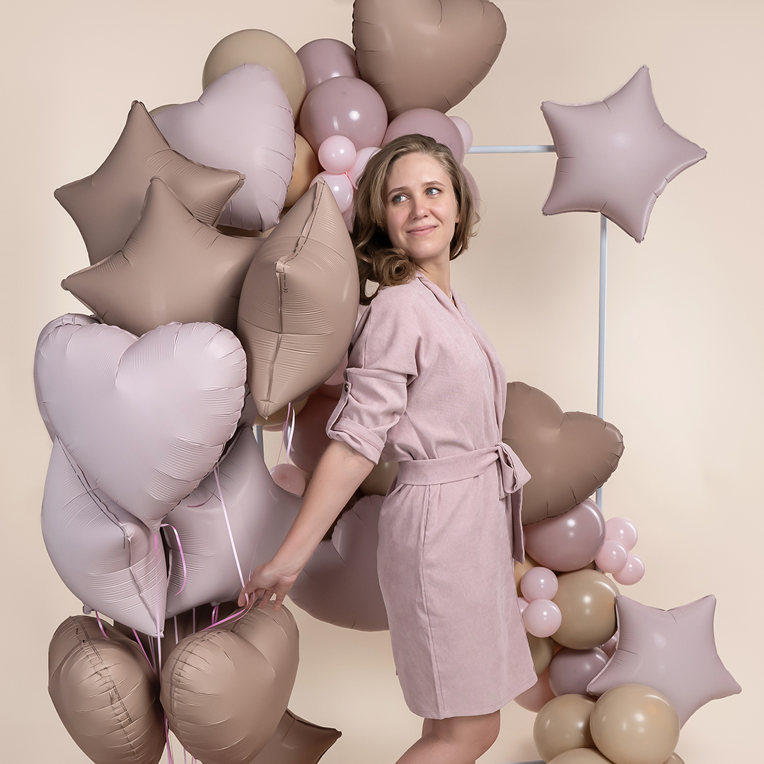 Шар (18''/46 см) Звезда, Пыльная роза, Сатин, 1 шт.