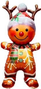 Шар (47''/119 см) Фигура 3D, Пряничный человечек, 1 шт. в уп.