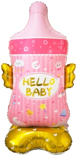 Шар 3D (61''/155 см) Фигура на подставке, Бутылочка для малышки, Розовый, 1 шт. в уп.