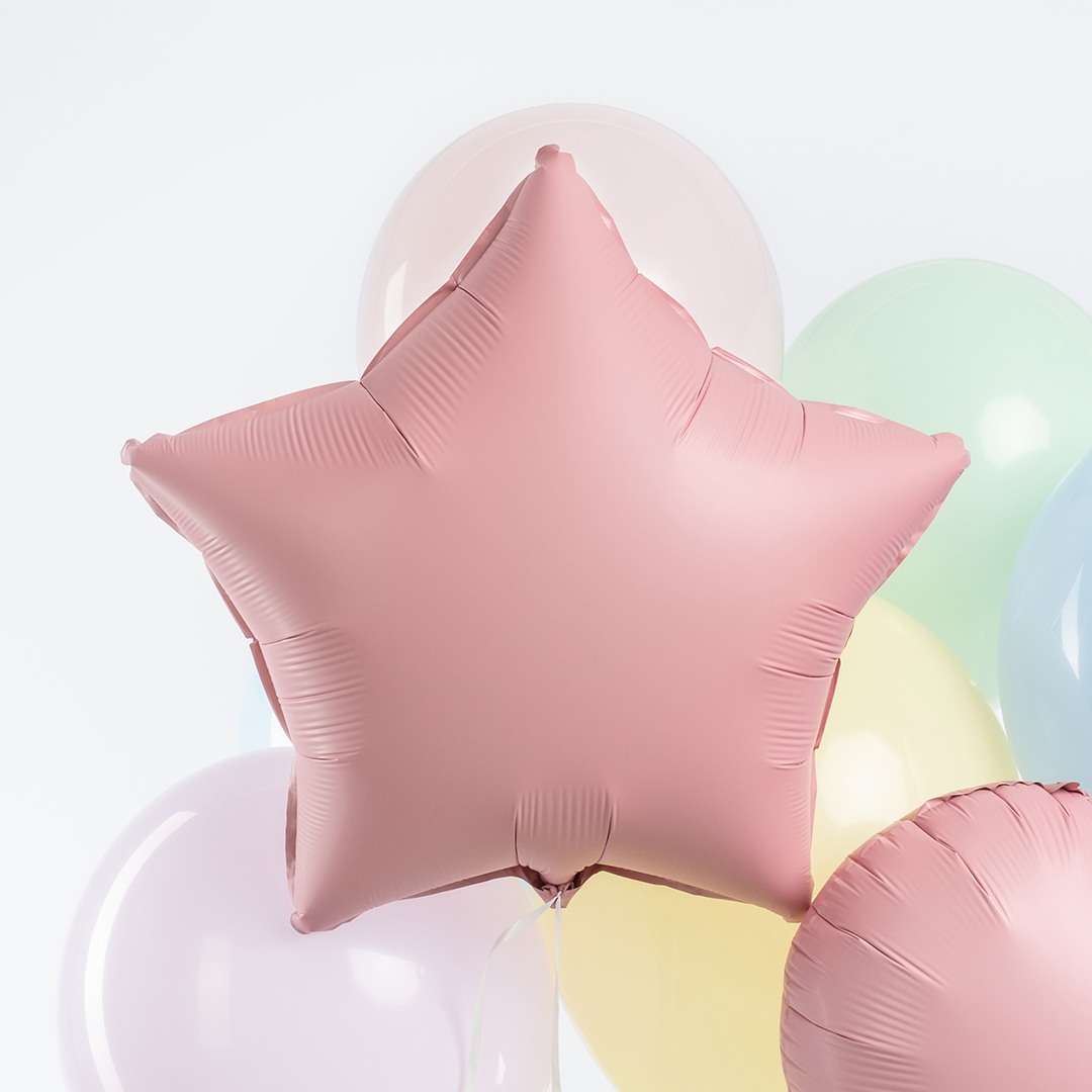 Шар (18''/46 см) Звезда, Светло-розовый, Сатин, 1 шт.