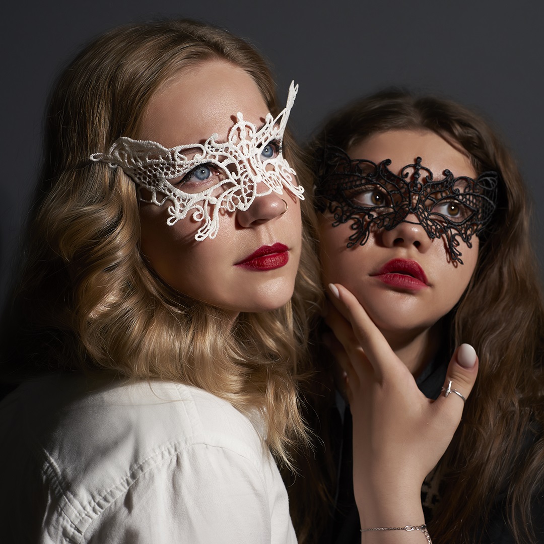 Маска кружевная, фигурная, Бабочка, Черный, 16*24 см, 1 шт. 