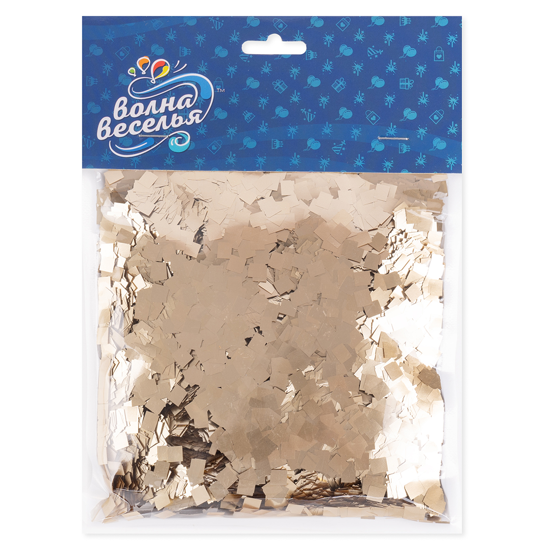 Конфетти фольга Квадрат, Золото, Хром, 0,5 см, 50 г.