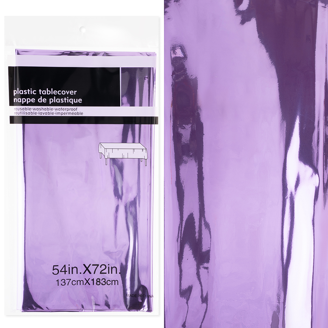 Скатерть одноразовая, Сиреневый, Металлик, 137*183 см, 1 шт.