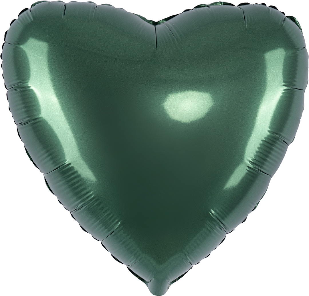 Шар (18''/46 см) Сердце, Темно-зеленый, Сатин, 1 шт.