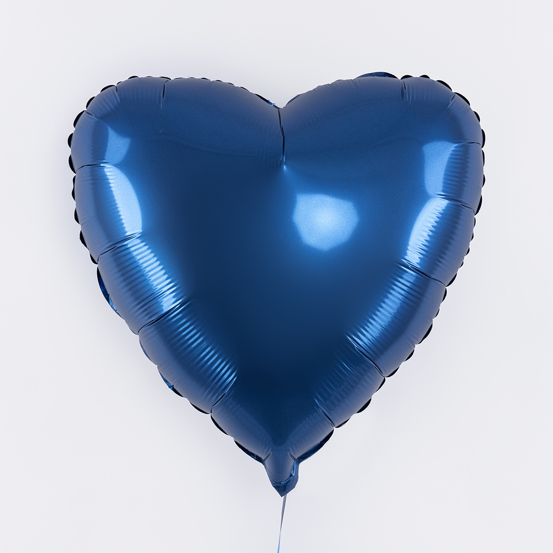 Шар (18''/46 см) Сердце, Темно-синий, Сатин, 1 шт.