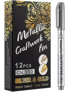 Маркер оформительский 2 мм, Серебро, 12 шт.