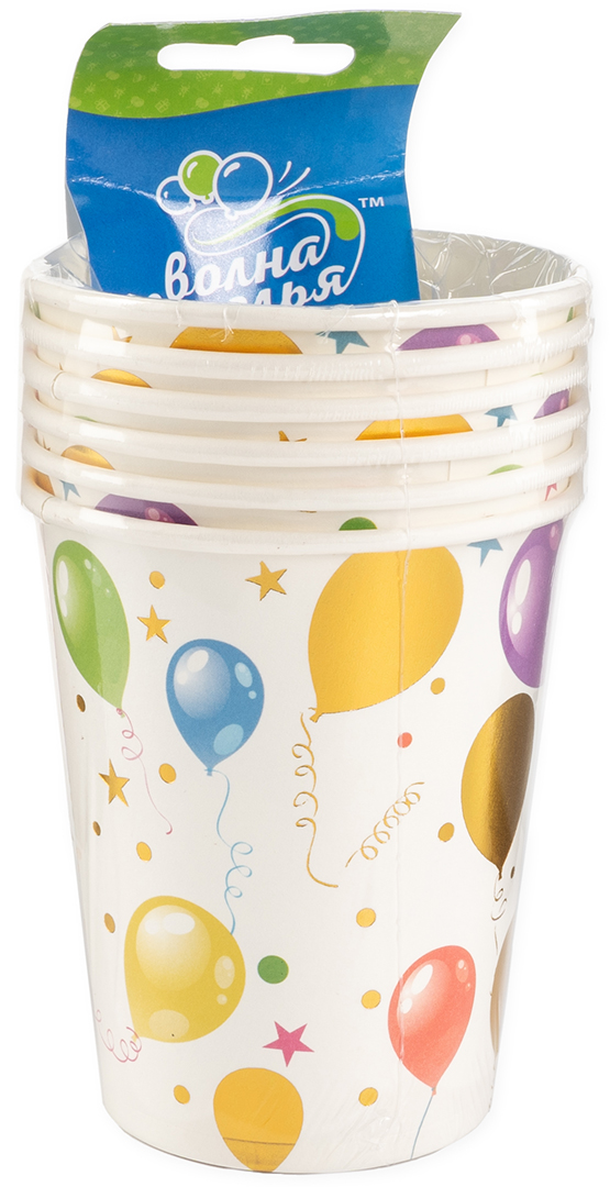 Стаканы (250 мл) Воздушные шарики, Разноцветный, Металлик, 6 шт.