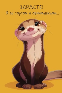 Открытка, Здрасте! Я за тортом ... (милая выдра), 12,1*18,3 см, 5 шт.