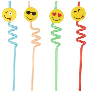 Трубочки для коктейлей (пластик), Смайлы, Ассорти, 4 шт. в упак. 