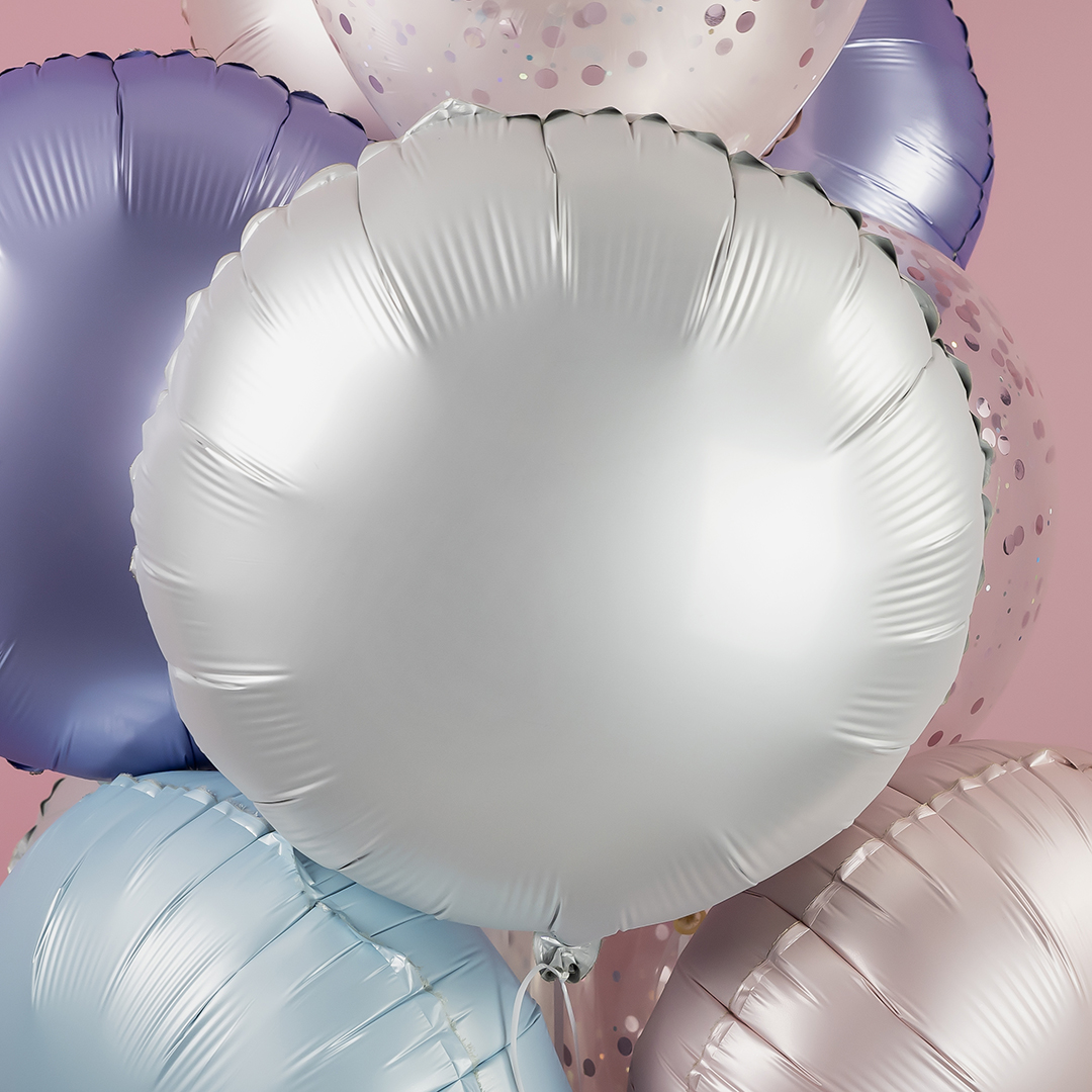 Шар (18''/46 см) Круг, Белый, Сатин, 1 шт.