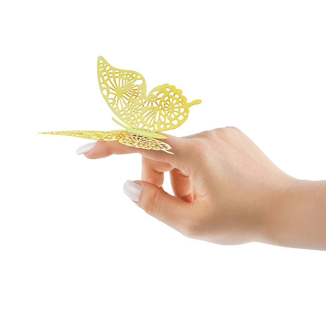 Наклейки Волшебные бабочки, Золото, 8-12 см*12 шт, 1 упак.