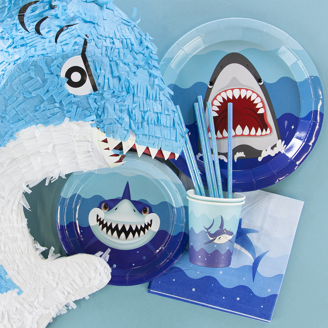 Сервировочные салфетки, Грозная акула, Голубой, 33*33 см, 12 шт.