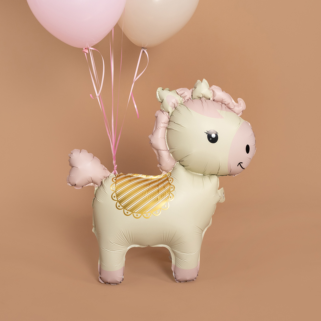 Шар (25''/64 см) Фигура 3D, Лошадка, Кремовый, 1 шт.