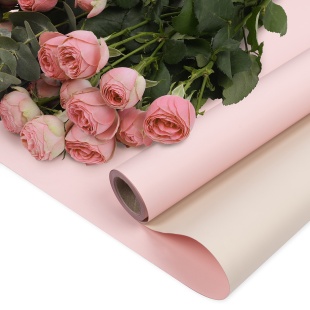 Упаковочная пленка 65мкр (0,57*10 м) Двухцветная, Кремовый/Светло-розовый, Матовый, 1 шт.