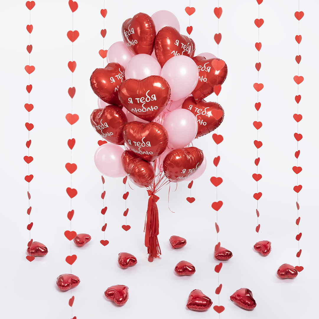 Шар (9''/23 см) Мини-сердце, Красный, 1 шт.