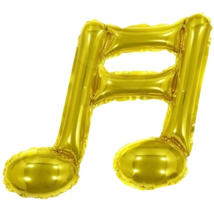 Шар с клапаном (16''/41 см) Мини-фигура, Нота двойная, Золото, 5 шт. в уп. (цв.этик.)