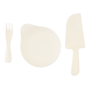 Десертный набор, Где тортик?, Тарелки, Вилки, Нож, Кремовый, 11 шт. в упак. 