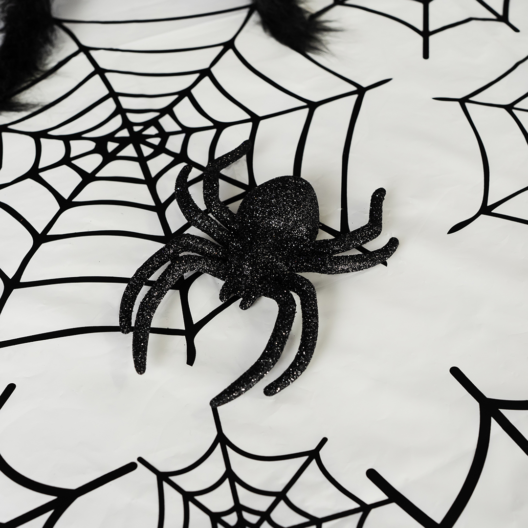 Скатерть одноразовая, Паутинка, Белый/Черный, 137*274 см, 1 шт.