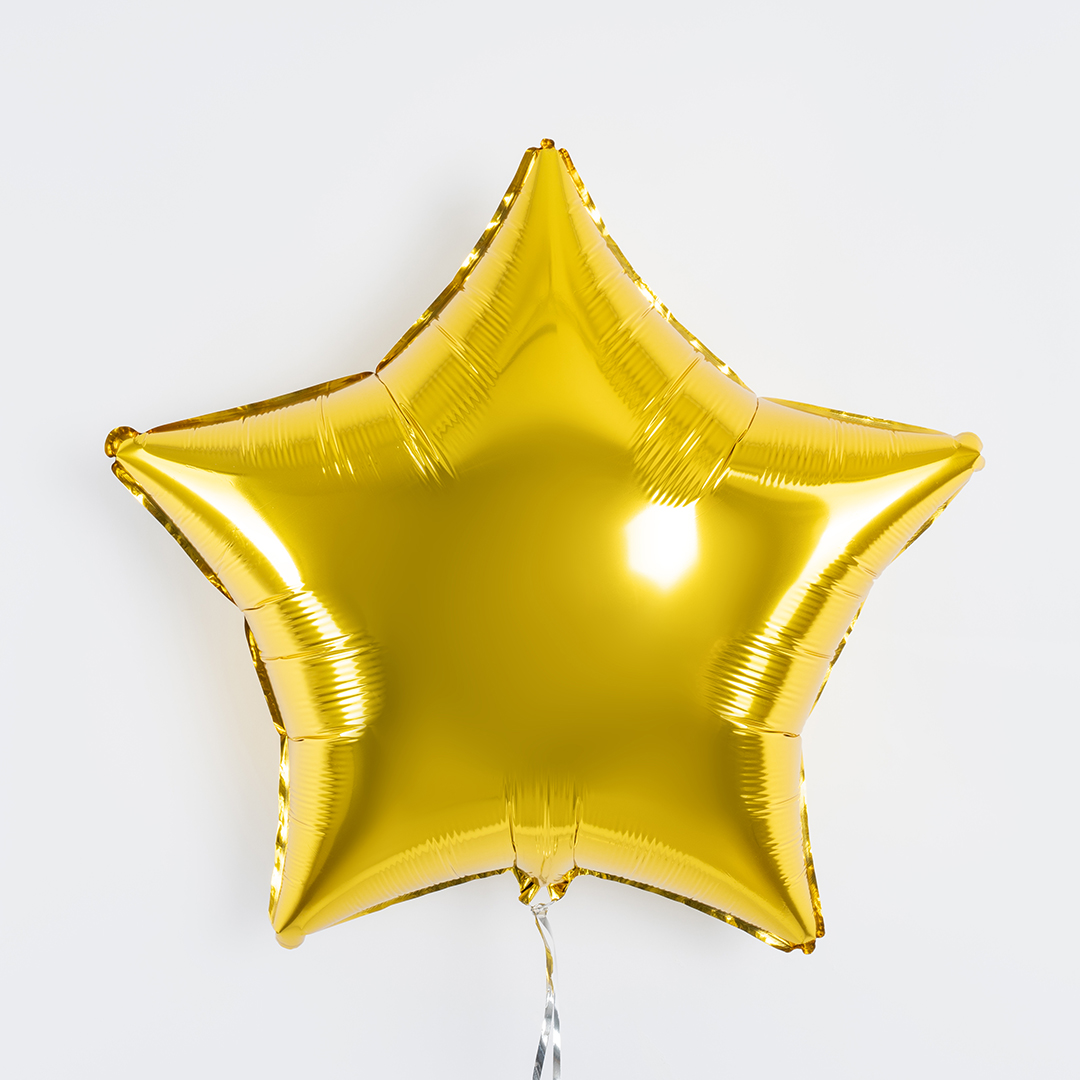 Шар (24''/61 см) Звезда, Золото, Металлик, 1 шт.