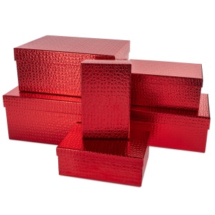 Набор коробок Отличный подарок, Красный, Металлик, 32*25*14 см, 6 шт. в упак. 