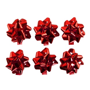 Бант Звезда, Красный, Металлик, 7,6 см, 6 шт. в упак. 