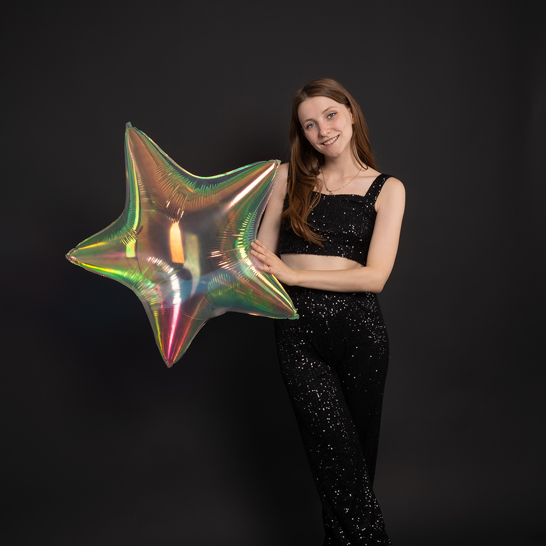 Шар (32''/81 см) Звезда, Прозрачный, Хамелеон, 1 шт. в уп.