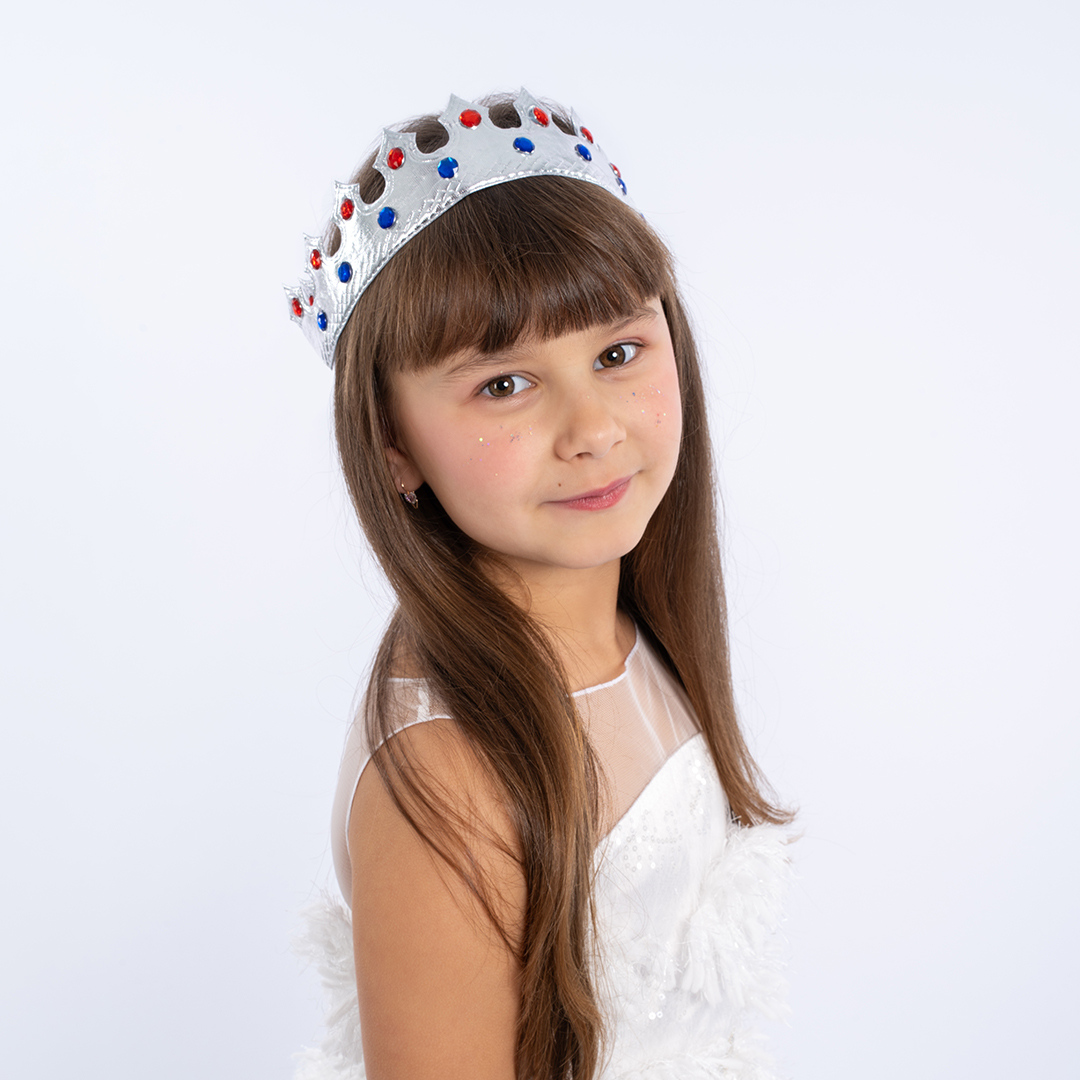 Корона тканевая, Принц, Серебро, 1 шт. 