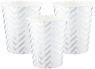 Стаканы (250 мл) Зигзаги, Белый/Серебро, Металлик, 6 шт.