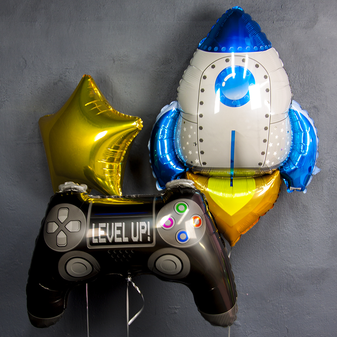 Шар (30''/76 см) Фигура, Ракета, Синий, 1 шт.