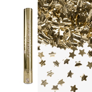 Пневмохлопушка (16/40 см), С Днем Рождения!, Звезды фольга, Белое золото, Металлик, 1 шт.