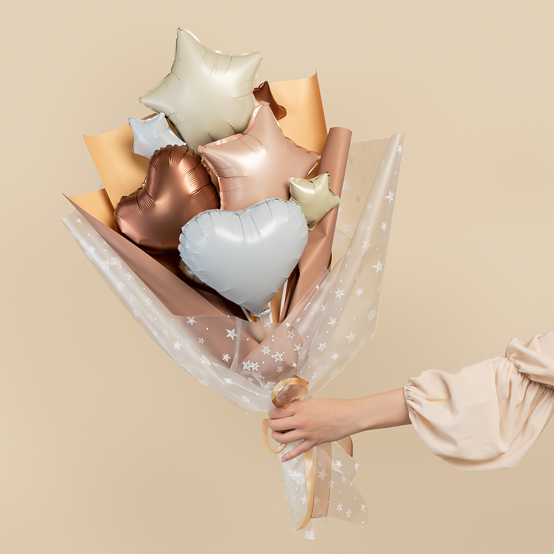 Шар с клапаном (5''/13 см) Микро-звезда, Белый, 1 шт.