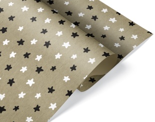 Упаковочная бумага, Крафт 40гр (0,6*10 м) Звезды Люкс, 1 шт.
