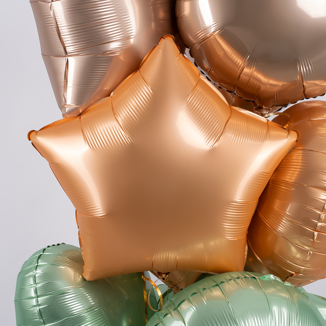 Шар (18''/46 см) Звезда, Персик, Сатин, 1 шт.