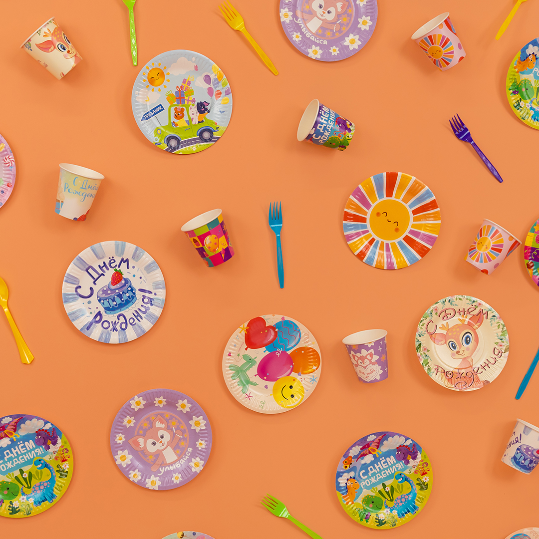 Тарелки (7''/18 см) Собачки из воздушных шаров, 6 шт.