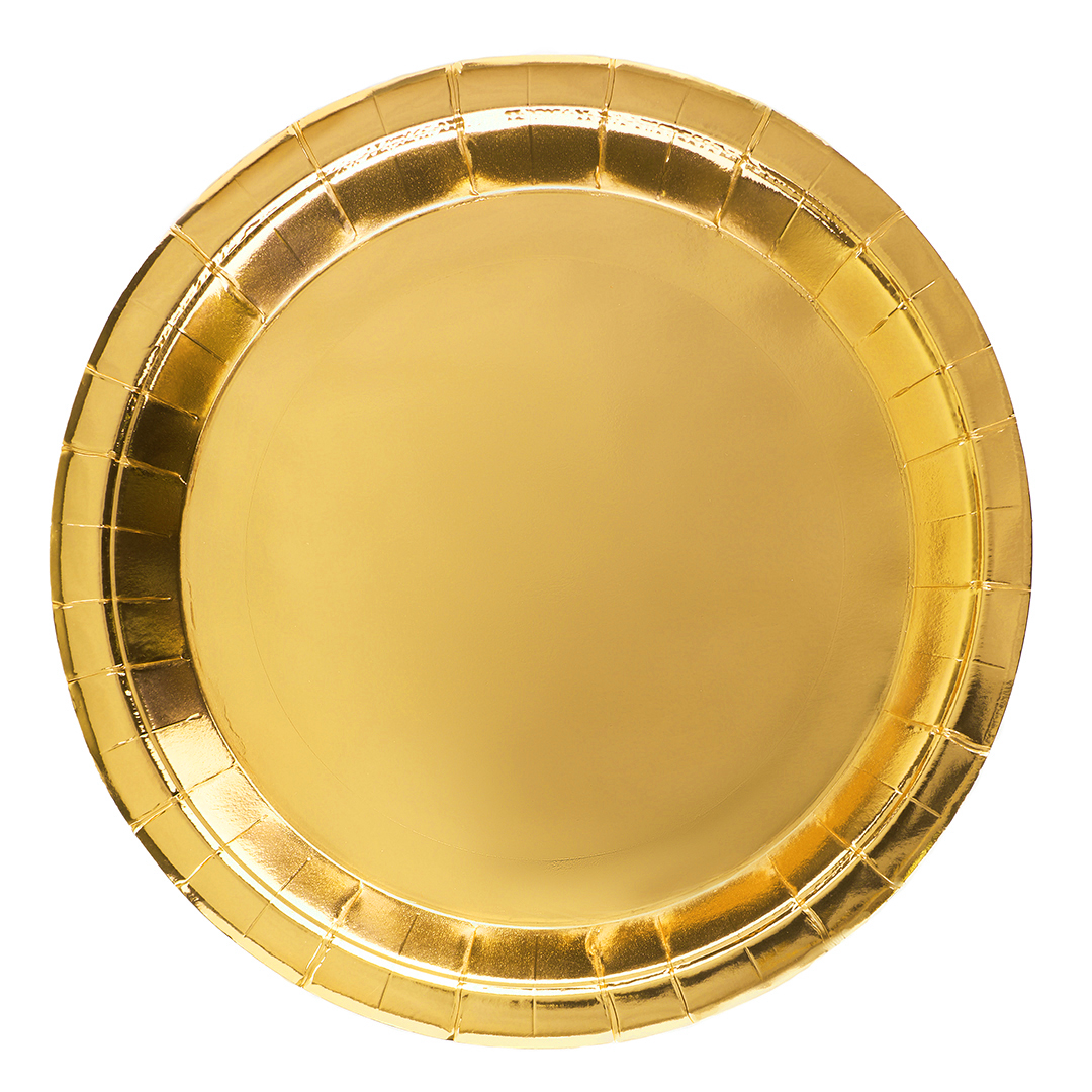 Тарелки (9''/23 см) Золото, Металлик, 6 шт.