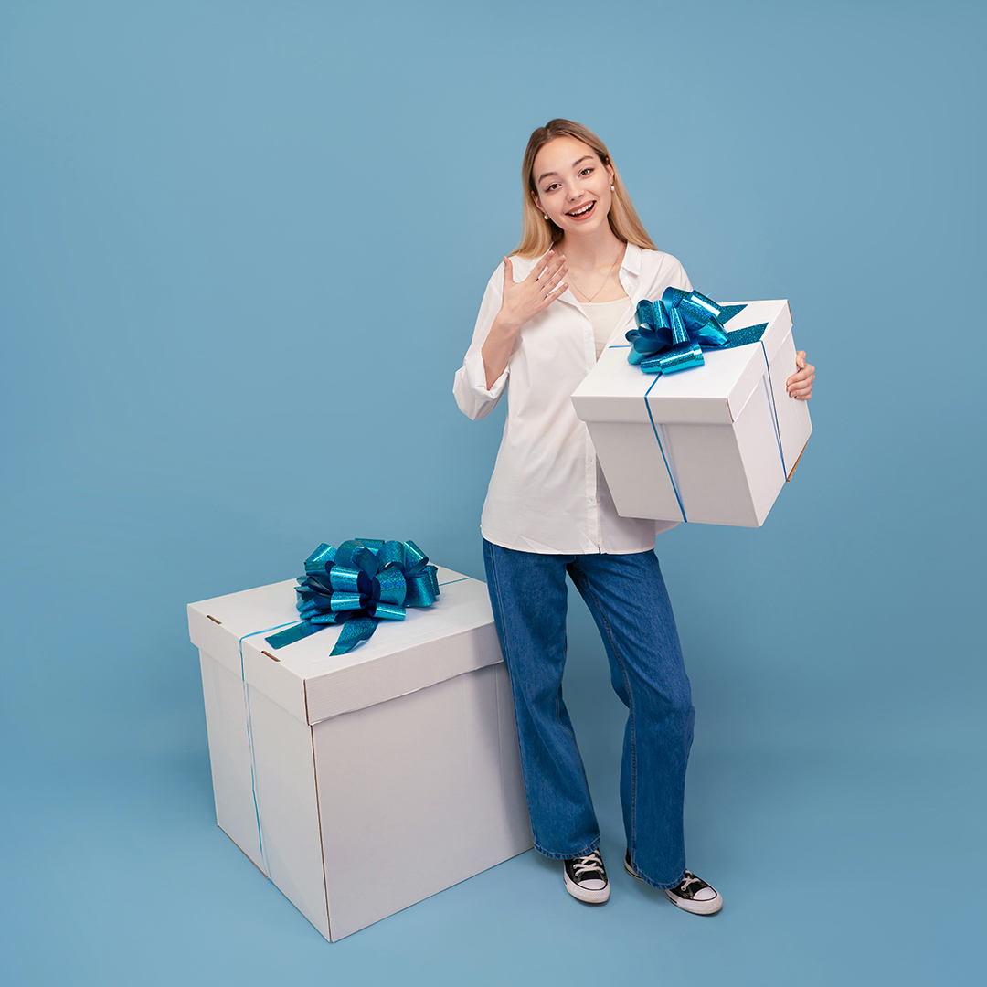 Бант Шар, Голубой, Голография, 36 см, 1 шт. в упак. 