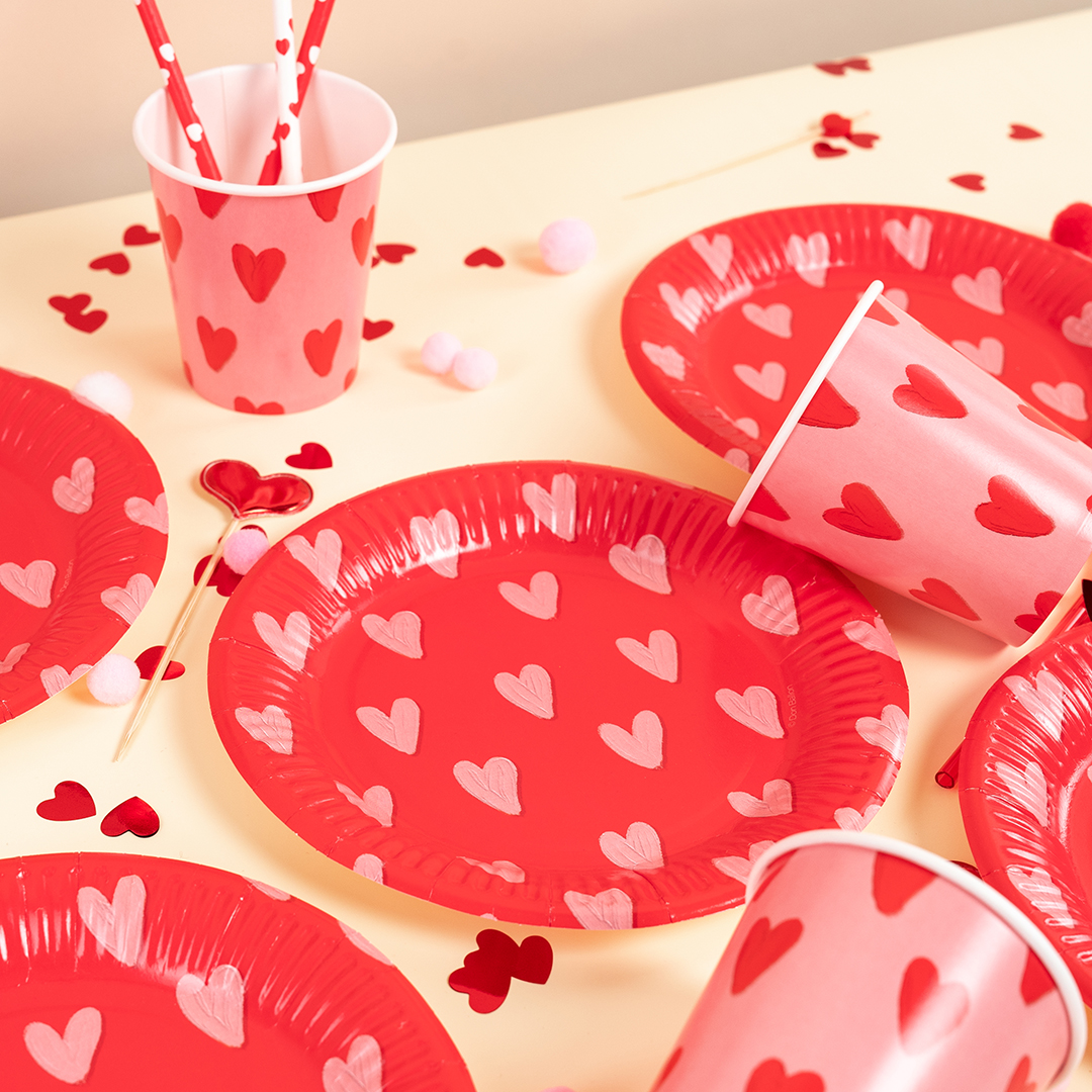 Тарелки (7''/18 см) Сердечки, 6 шт.