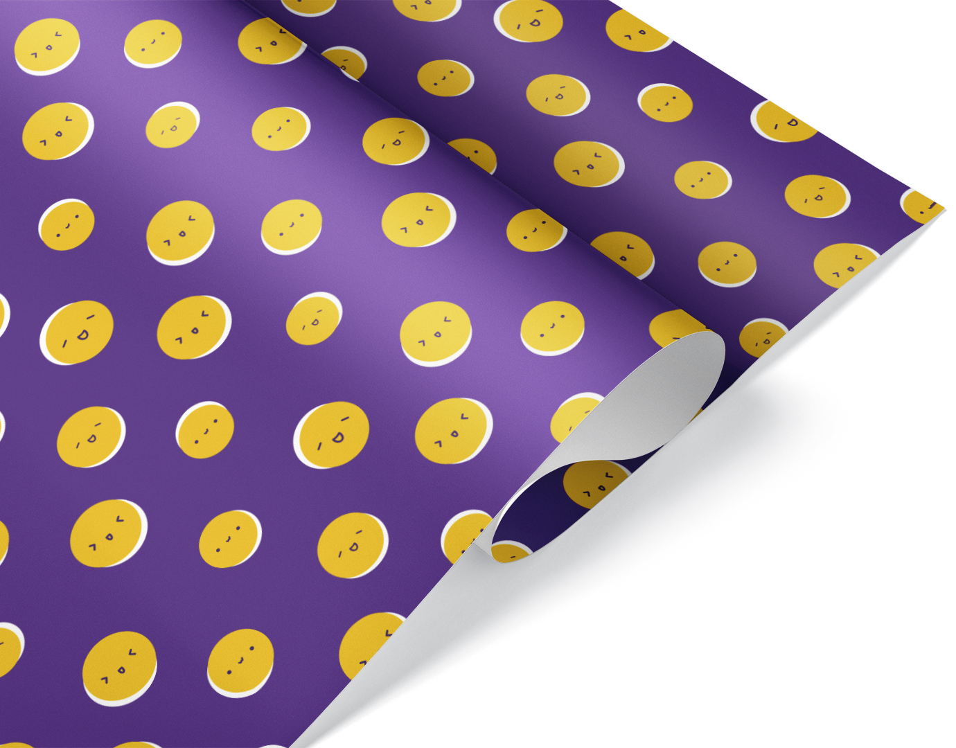Упаковочная бумага 80гр (0,7*1 м) Смайлики, Сиреневый, 10 шт.