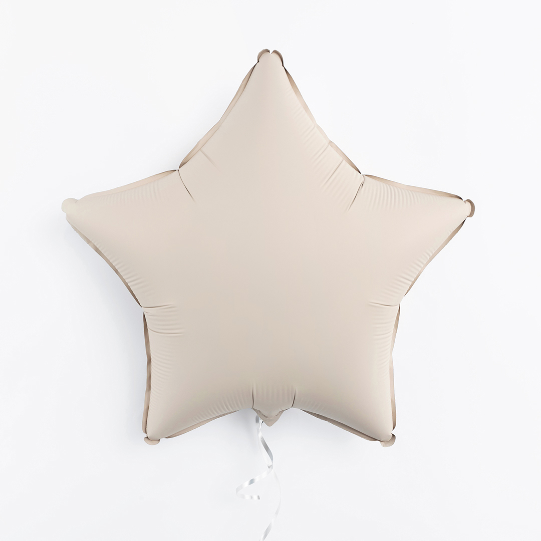 Шар (18''/46 см) Звезда, Кремовый Латте, Матовый, 1 шт.