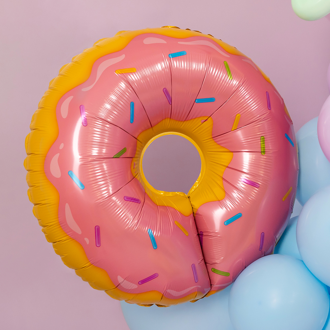 Шар (26''/66 см) Фигура, Пончик, Розовый, 1 шт. в уп.