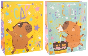 Пакет подарочный, 210гр, Капибара, СДР, Все Сбудется!, 23*18*10 см, 1 шт.