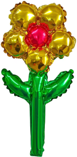 Шар с клапаном (17''/43 см) Мини-цветок, Золото, 5 шт. в уп. (цв.этик.)