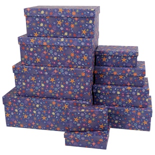 Набор коробок Сверкающие звезды, 33*20*13 см, 10 шт. в упак. 