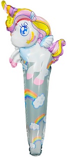 Шар ручной, с клапаном (24''/61 см) Фигура, Волшебный единорог, 5 шт. в уп. (цв.этик.)
