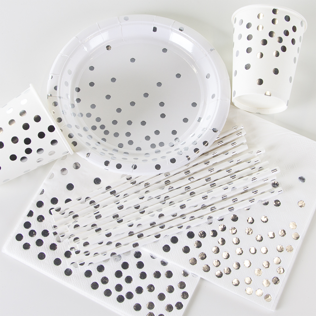 Сервировочные салфетки, Конфетти, Белый/Серебро, Металлик, 33*33 см, 12 шт.