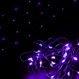 Светодиодная гирлянда, Роса 50 Led, IP14, 5 м. Фиолетовый, 1 шт.
