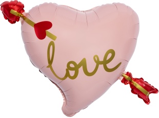 Шар (28''/71 см) Сердце, Любовь, Стрела Амура, Розовый, 1 шт. в уп.